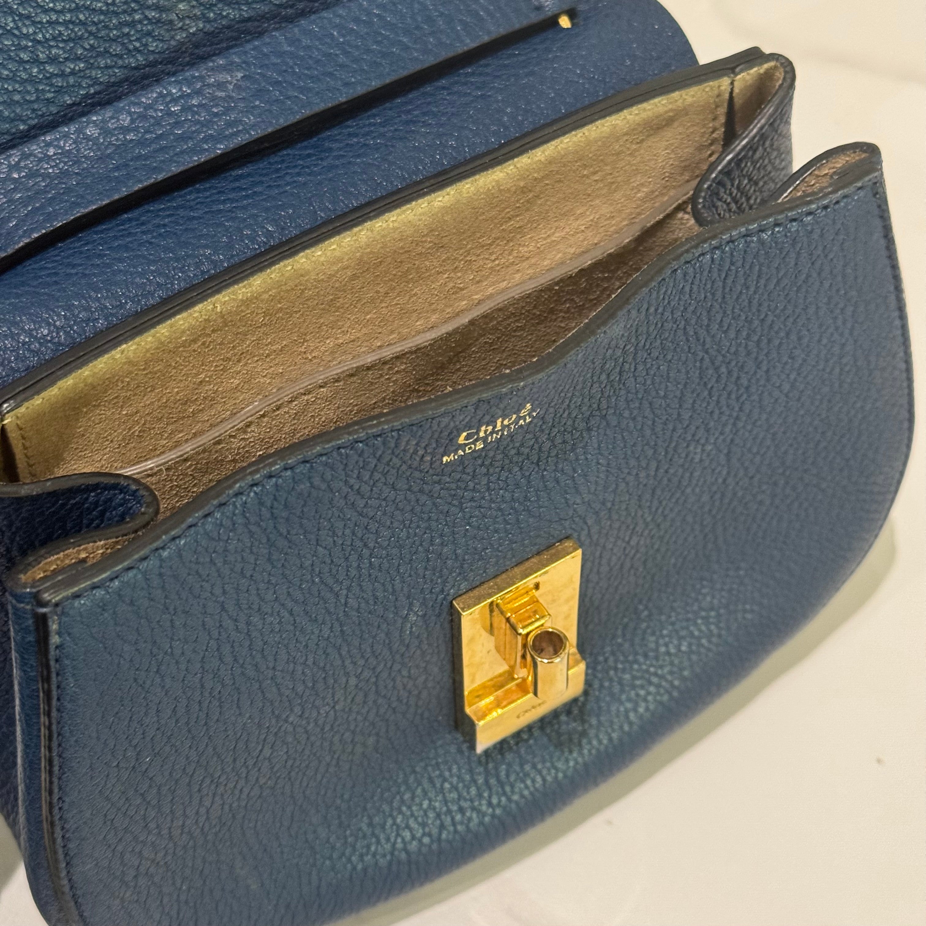 CHLOÉ MINI DEEP BLUE LEATHER “PIGGY” BAG