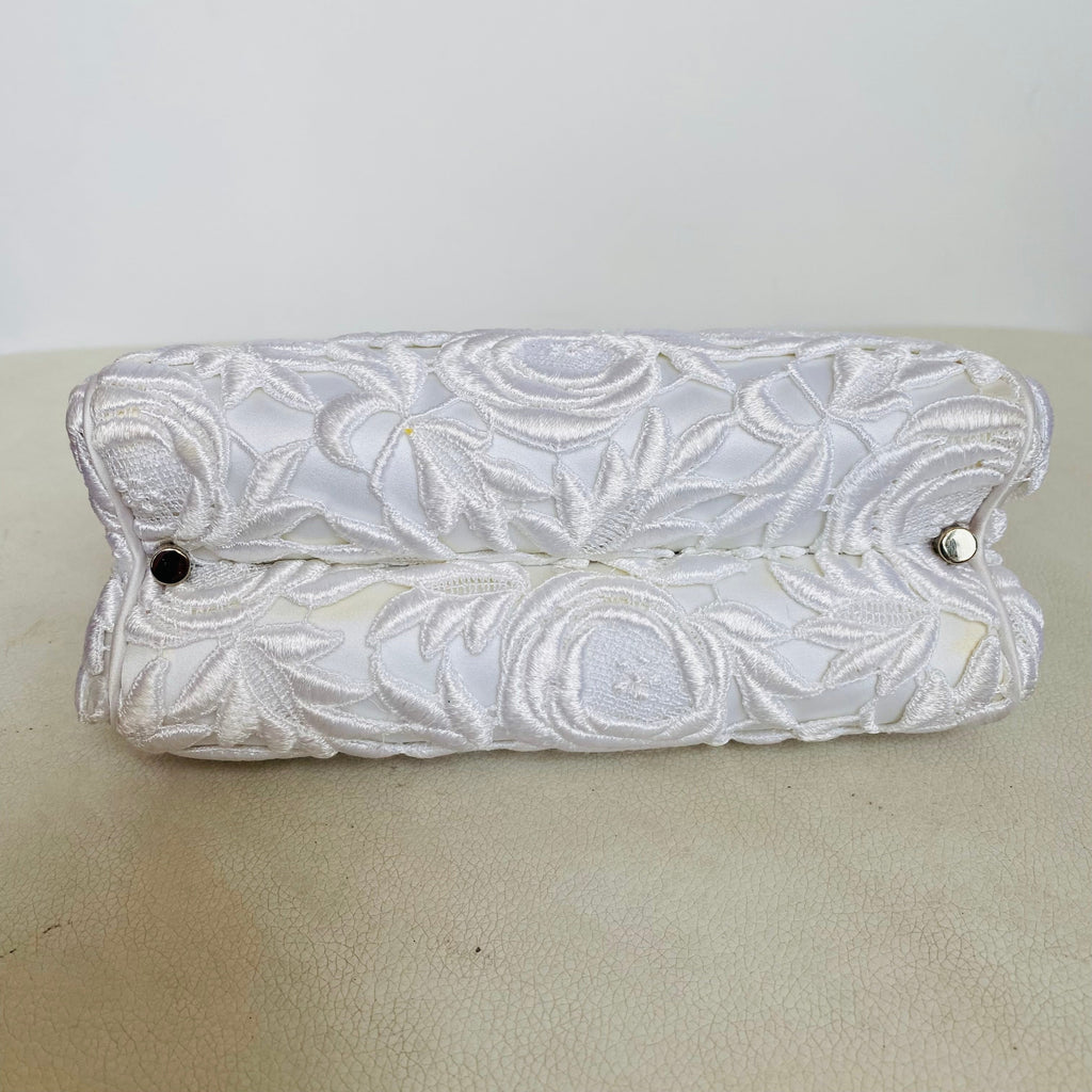 JUDITH LEIBER White/Crystal Shoulder Bag Bridal Handbag