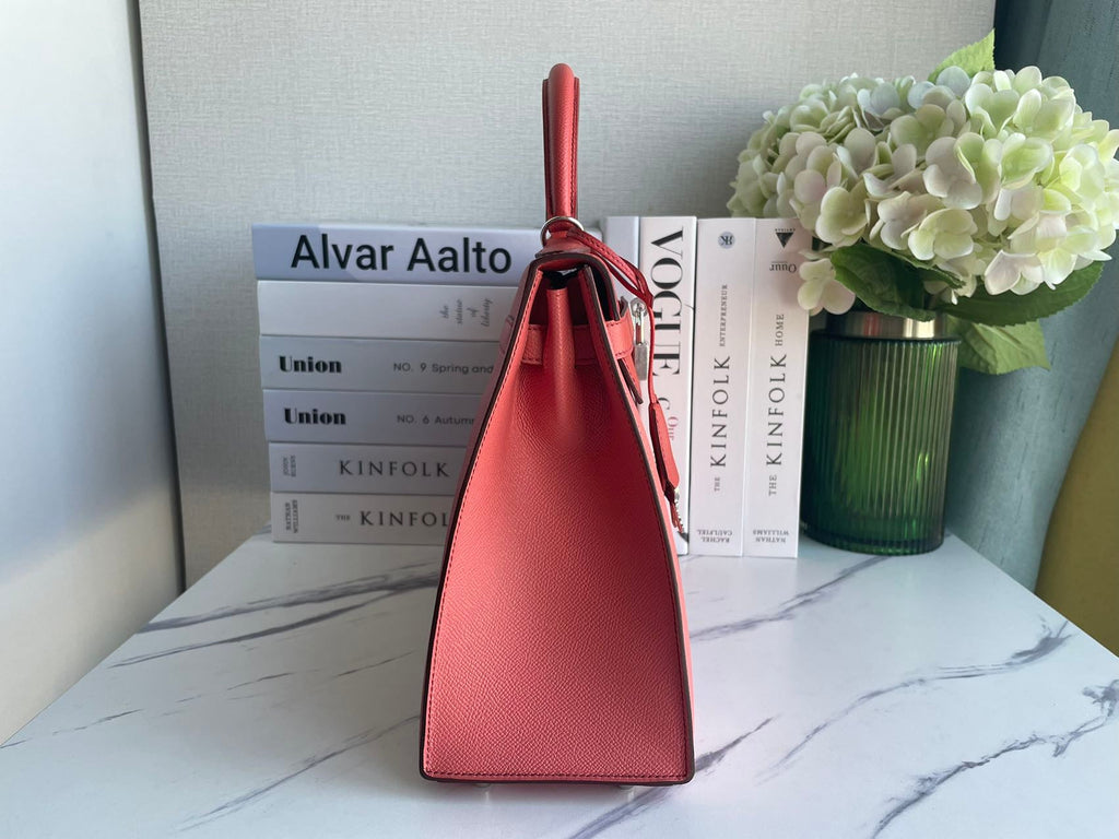 Hermès Kelly 32 Sellier Bi-Color Pink & Coral Epsom (Palladium Hardware)