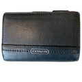 COACH Wallet Taylor Leather Compact Black Corner Zip