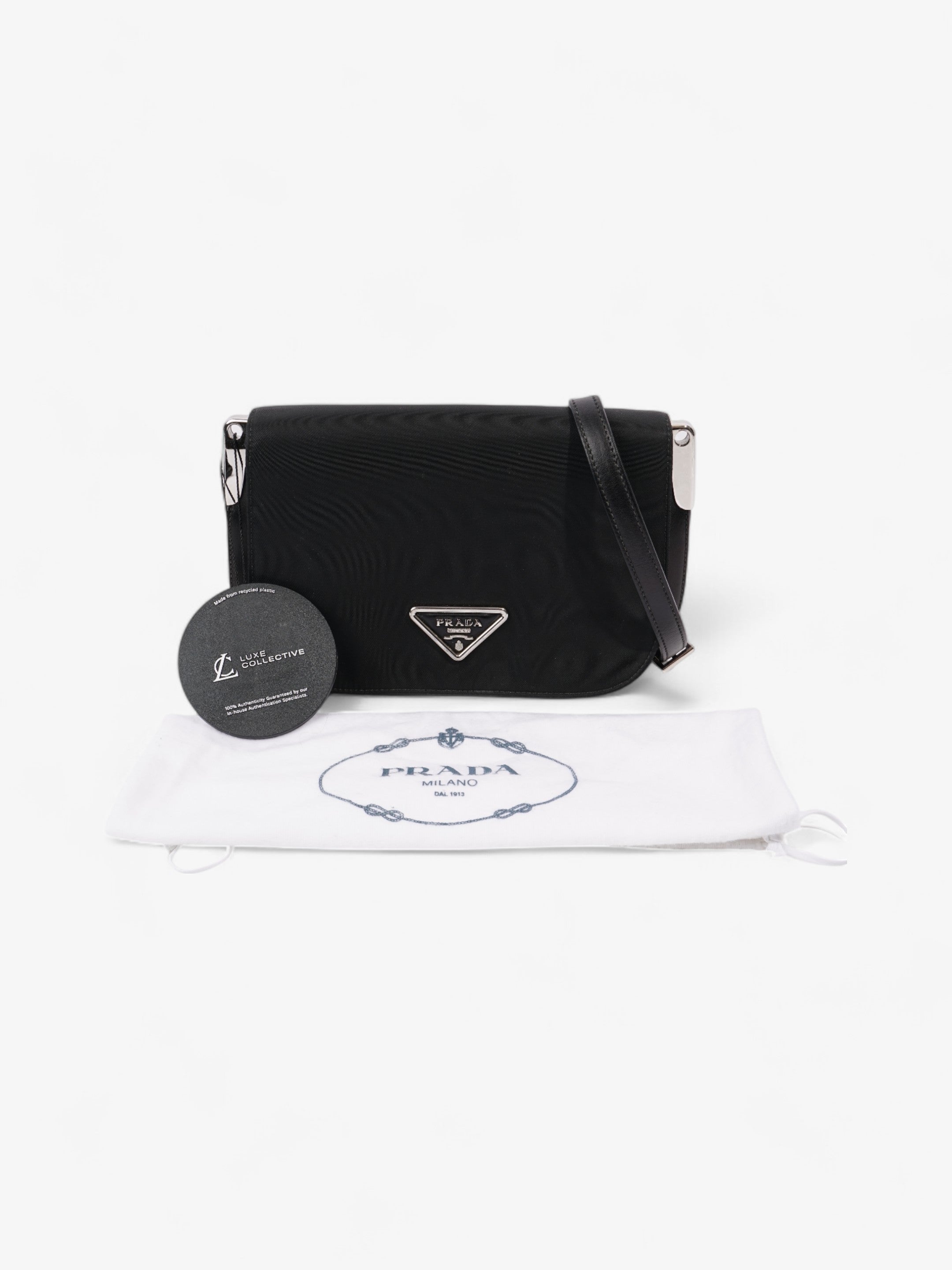Prada Nylon and Leather Shoulder Bag in Black Black Nylon