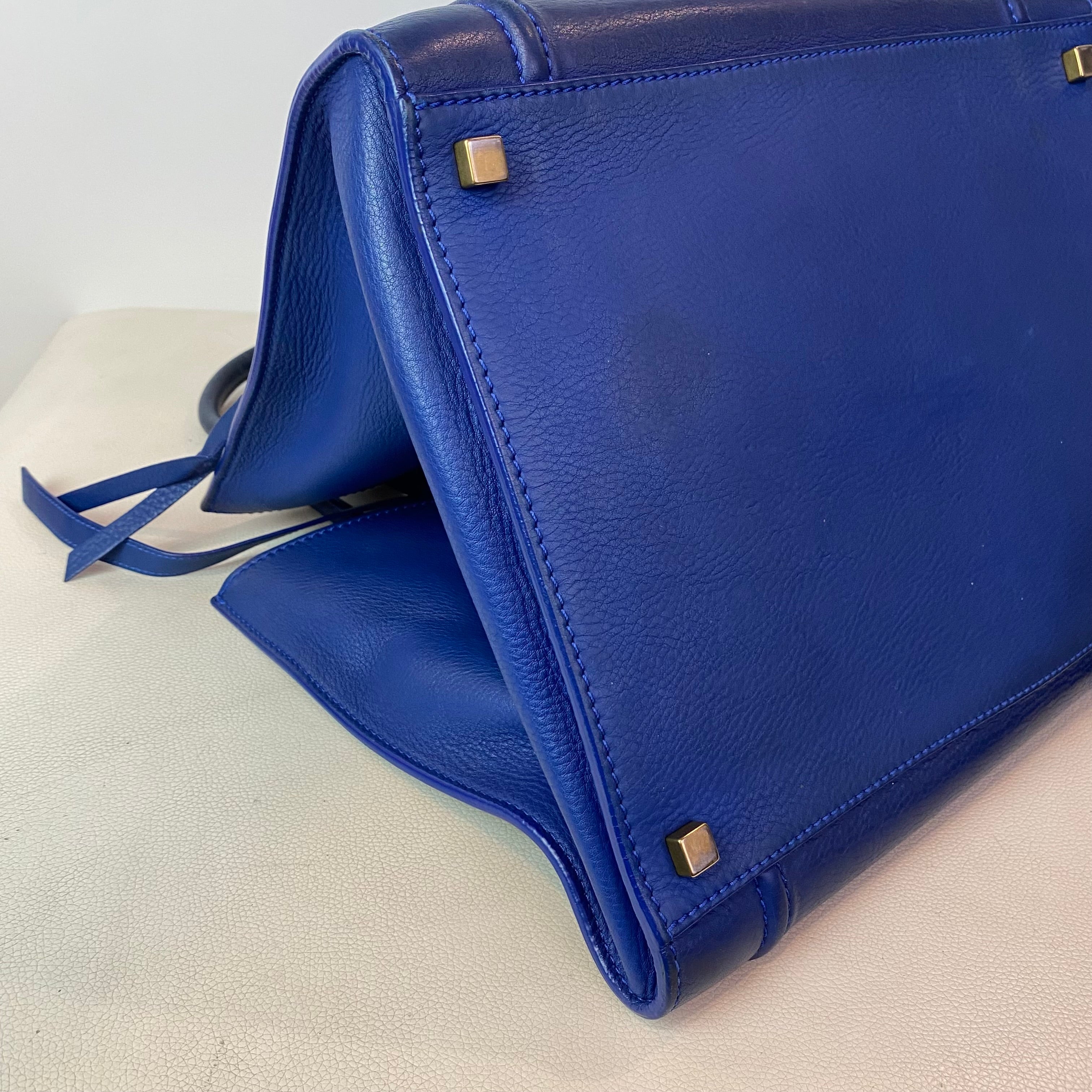 CELINE Phantom Leather Tote Shoulder Bag Blue
