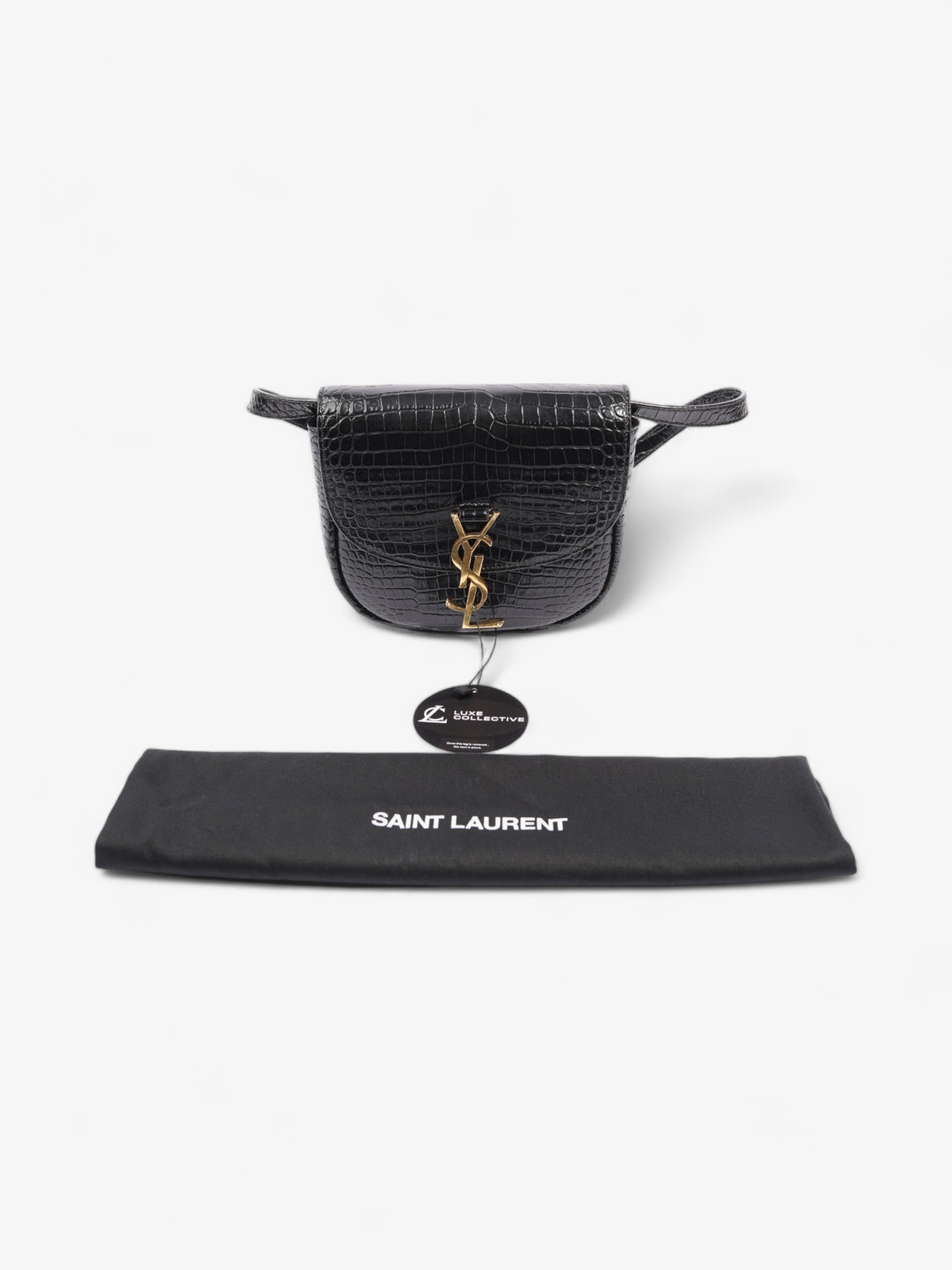 Saint Laurent Kaia Shoulder Bag Black Embossed Leather Small