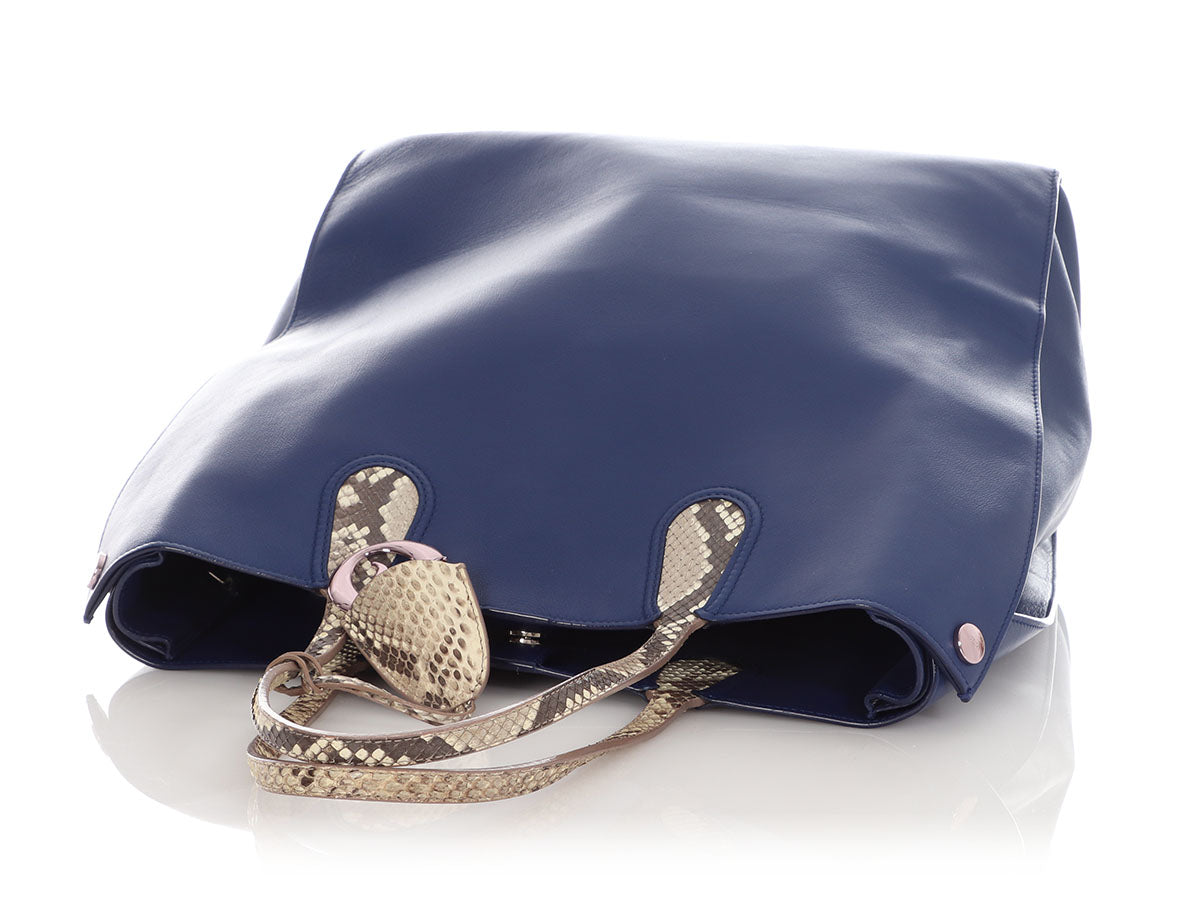 Dior Blue Python Trimmed Vertical Dioraddict Tote
