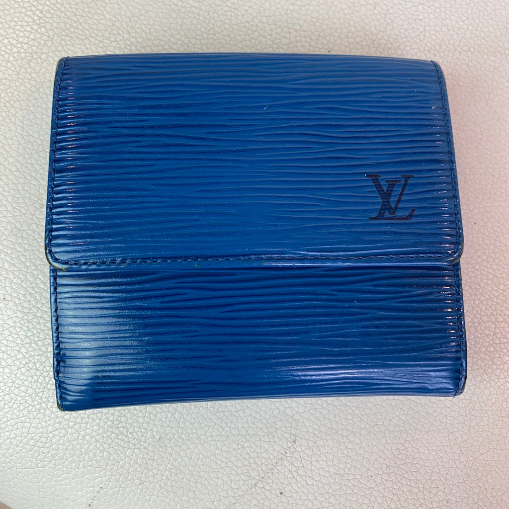 LOUIS VUITTON Epi Alma PM Satchel Handbag with Epi Elise Wallet in Blue