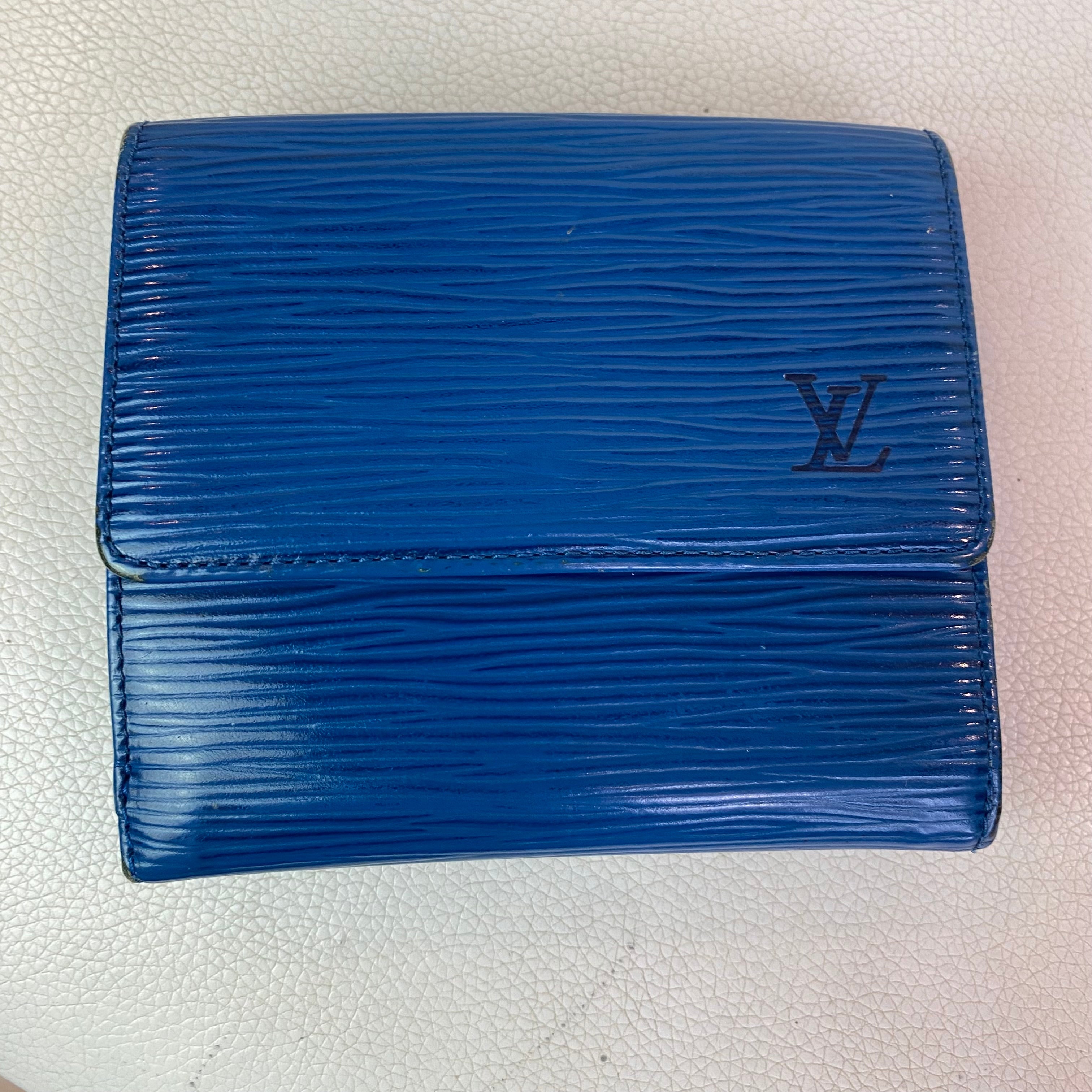 LOUIS VUITTON Epi Alma PM Satchel Handbag with Epi Elise Wallet in Blue