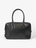 Prada Bauletto Tote Bag Black Saffiano Leather