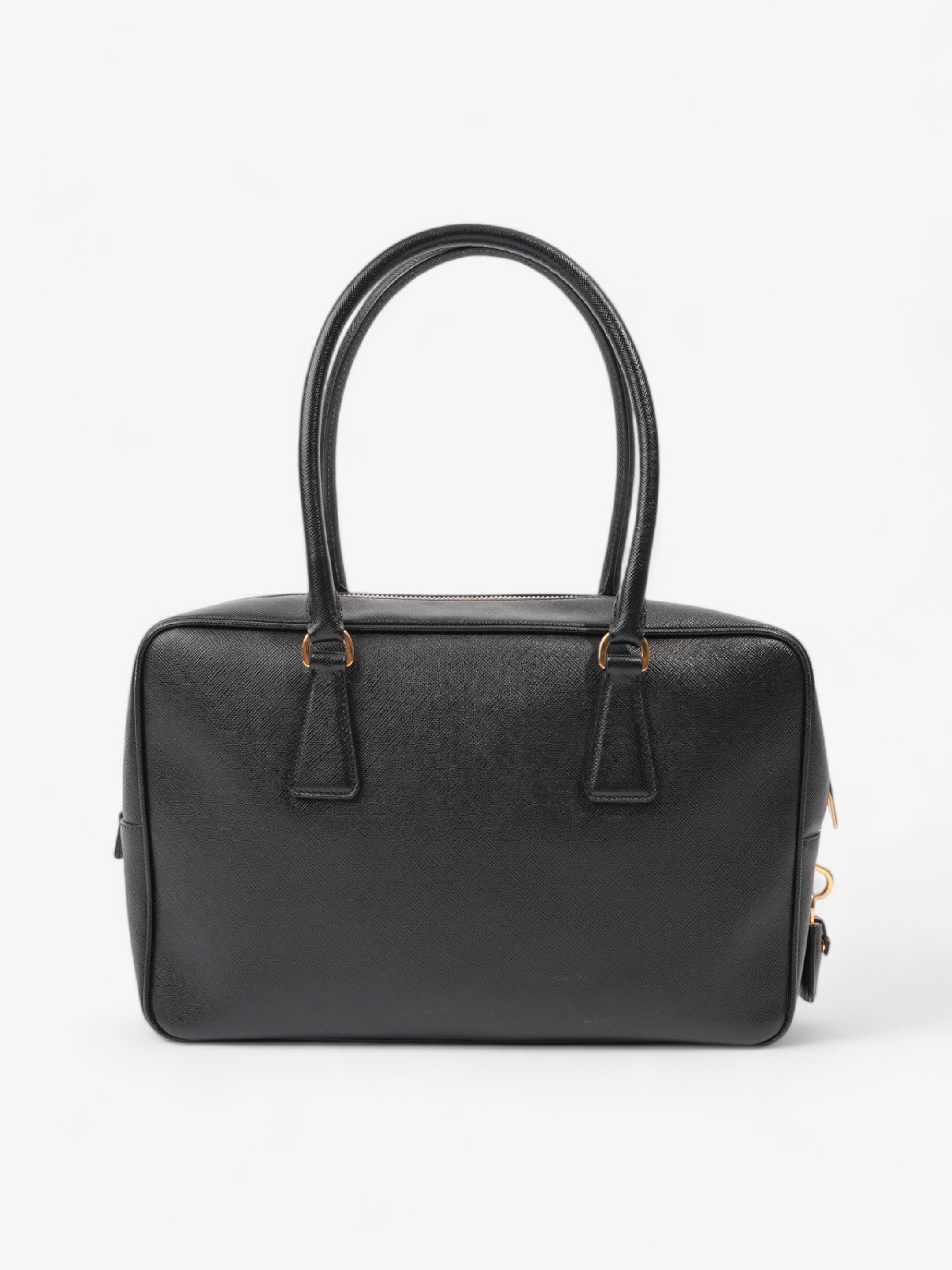 Prada Bauletto Tote Bag Black Saffiano Leather