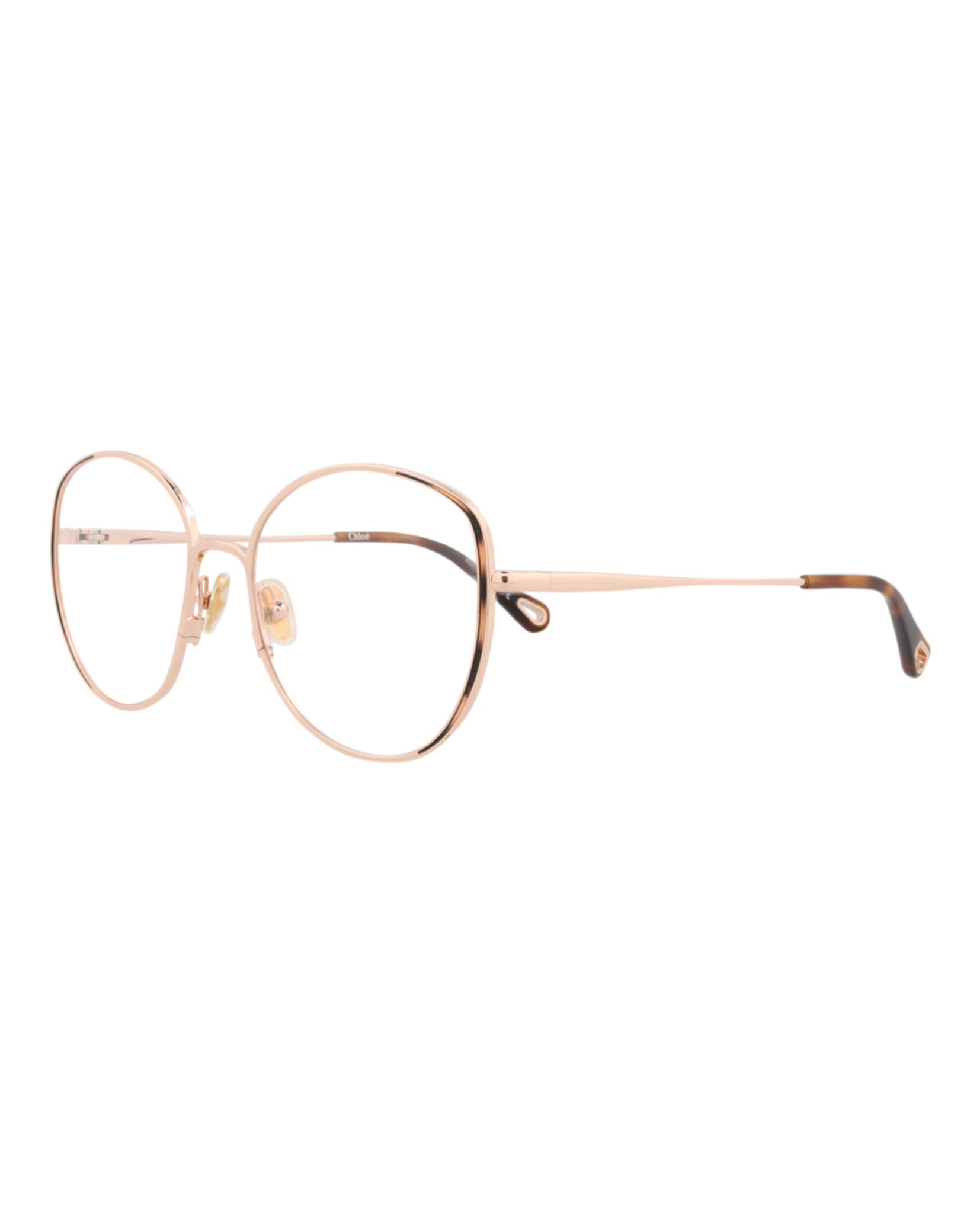 Chloé Womens Round/Oval Gold Gold Transparent Fashion Designer Eyewear