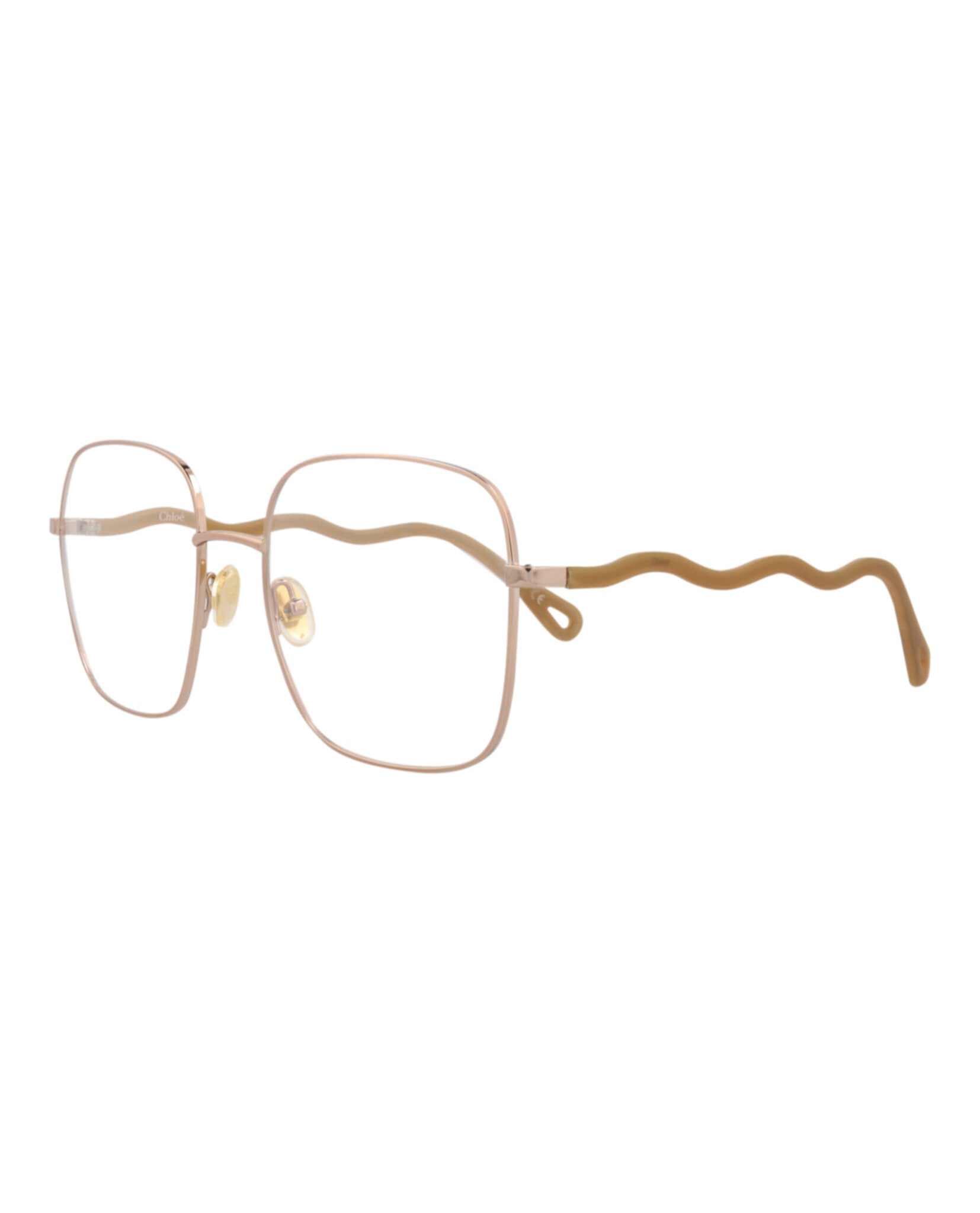 Chloé Womens Square/Rectangle Beige Brown Transparent Fashion Designer Eyewear
