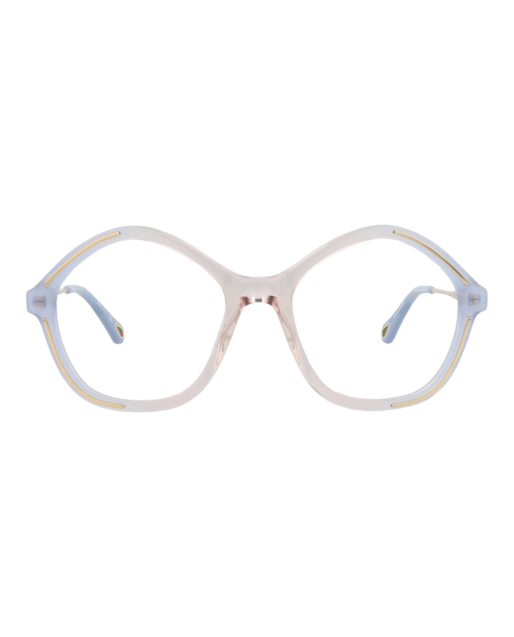 Chloé Womens Square/Rectangle Light Blue Gold Transparent Fashion Designer Eyewear