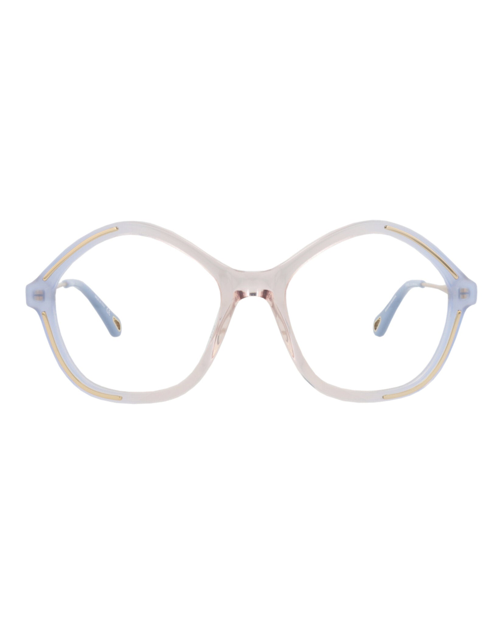Chloé Womens Square/Rectangle Light Blue Gold Transparent Fashion Designer Eyewear