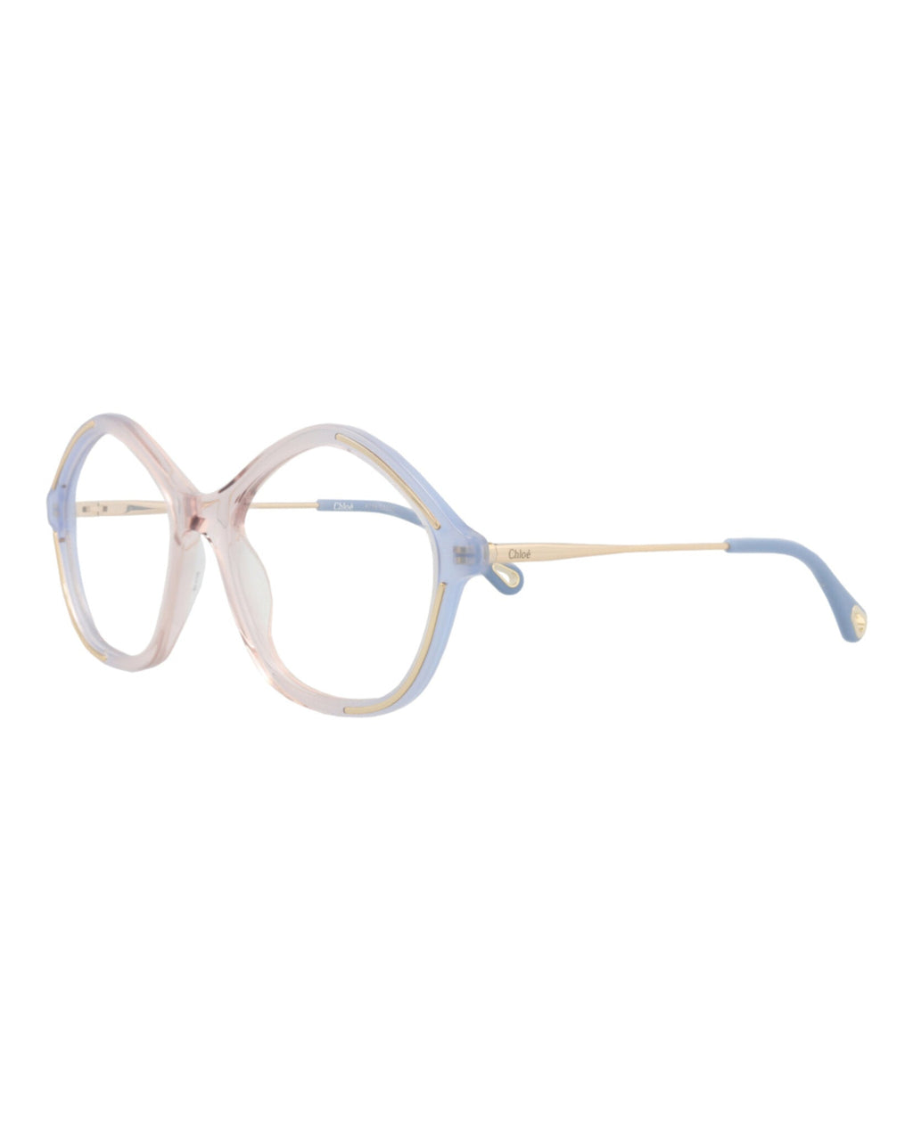 Chloé Womens Square/Rectangle Light Blue Gold Transparent Fashion Designer Eyewear