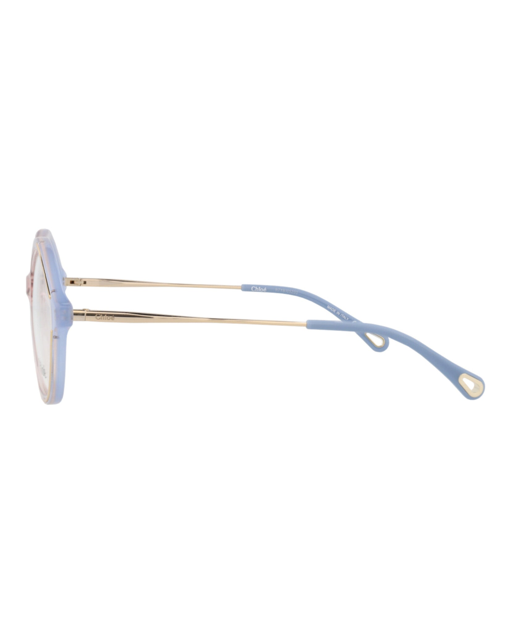 Chloé Womens Square/Rectangle Light Blue Gold Transparent Fashion Designer Eyewear