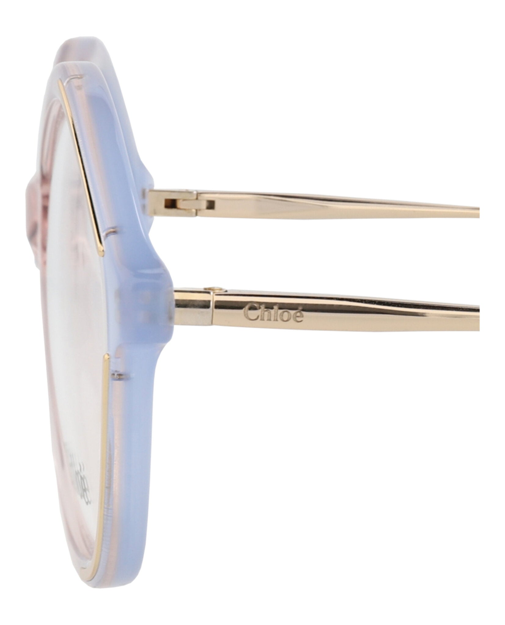 Chloé Womens Square/Rectangle Light Blue Gold Transparent Fashion Designer Eyewear