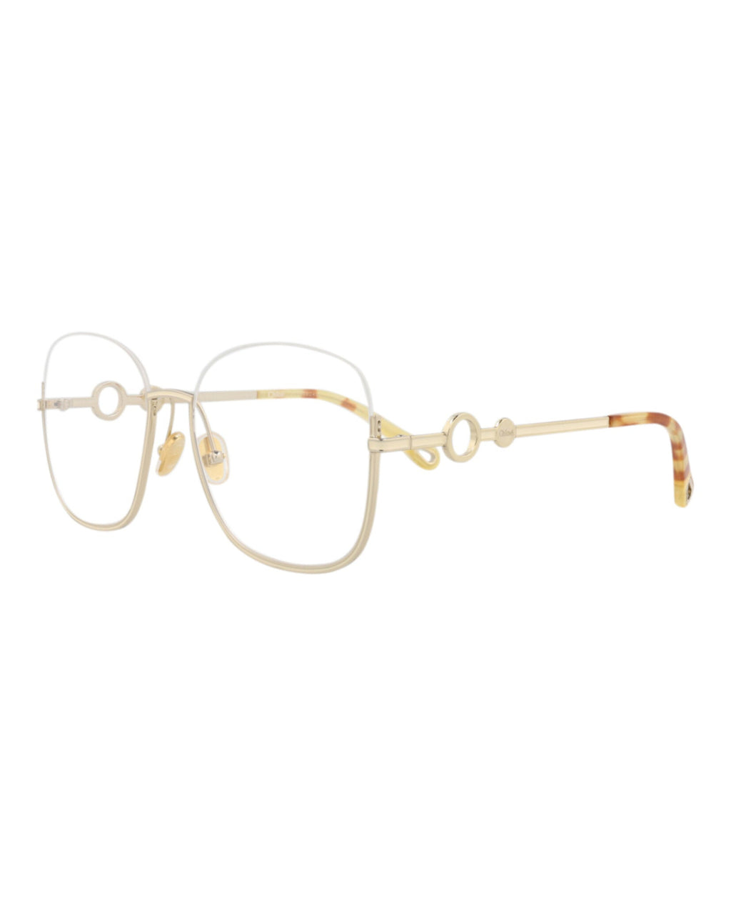 Chloé Womens Square/Rectangle Gold Gold Transparent Fashion Designer Eyewear