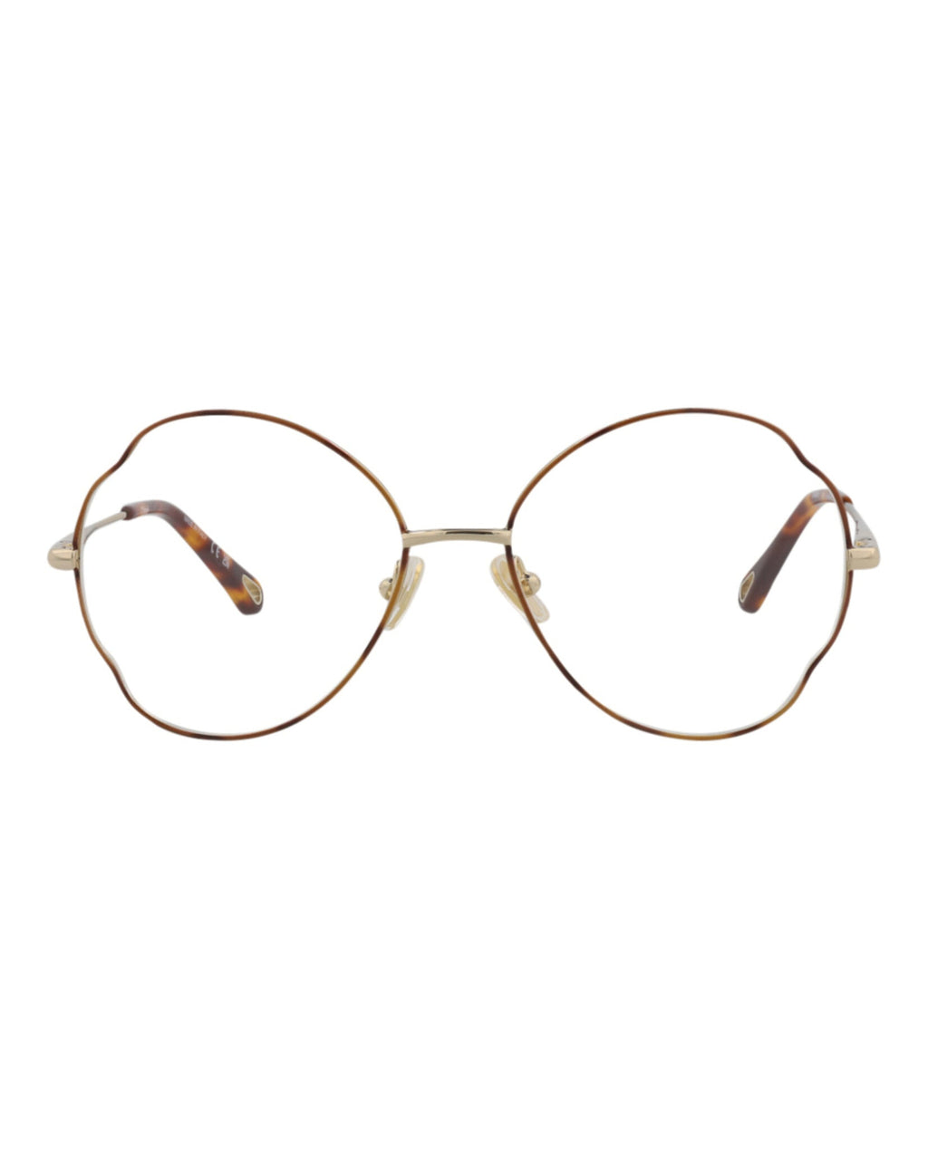 Chloé Womens Round/Oval Havana Gold Transparent Fashion Designer Eyewear Havana Gold Transparent