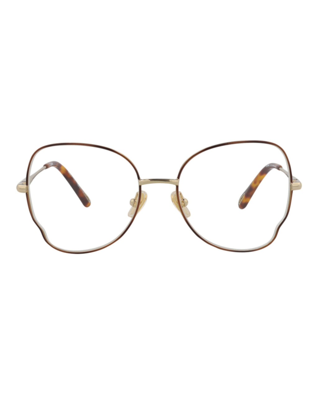 Chloé Womens Round/Oval Havana Gold Transparent Fashion Designer Eyewear Havana Gold Transparent