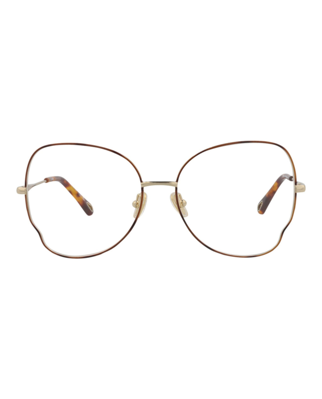 Chloé Womens Cat Eye Havana Gold Transparent Fashion Designer Eyewear Havana Gold Transparent