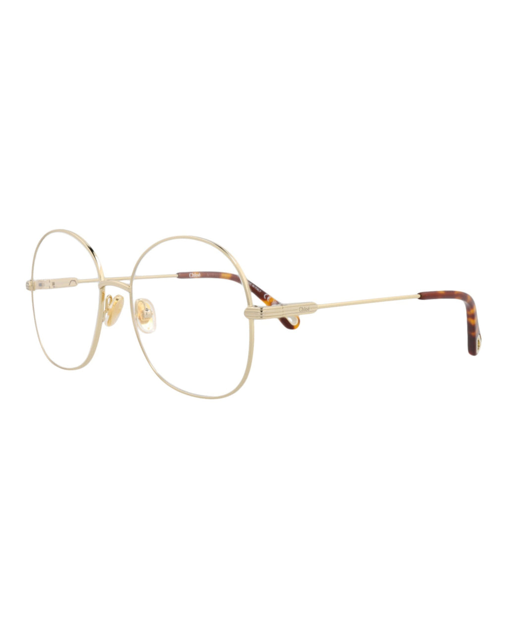 Chloé Womens Round/Oval Gold Gold Transparent Fashion Designer Eyewear