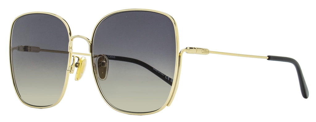 Chloe Square Sunglasses CH0170SA 001 Gold/Black 61mm Gold Black