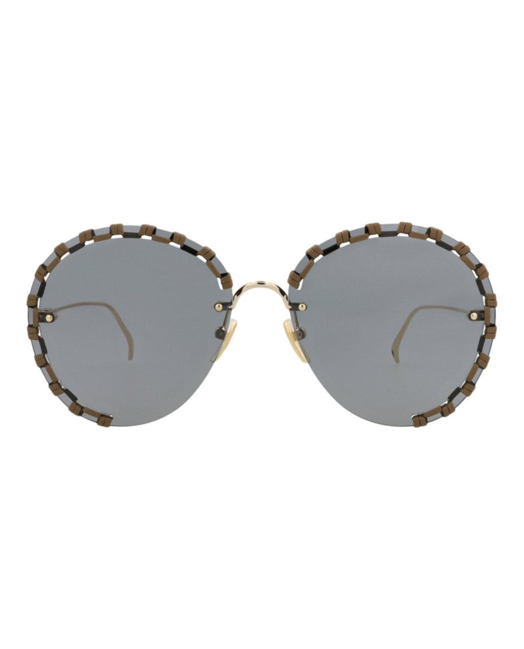Chloé Womens Round/Oval Gold Gold Grey Fashion Designer Eyewear