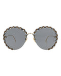 Chloé Womens Round/Oval Gold Gold Grey Fashion Designer Eyewear