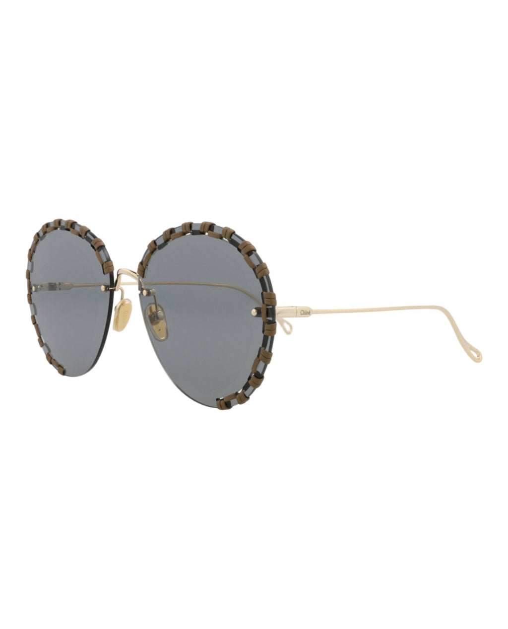 Chloé Womens Round/Oval Gold Gold Grey Fashion Designer Eyewear