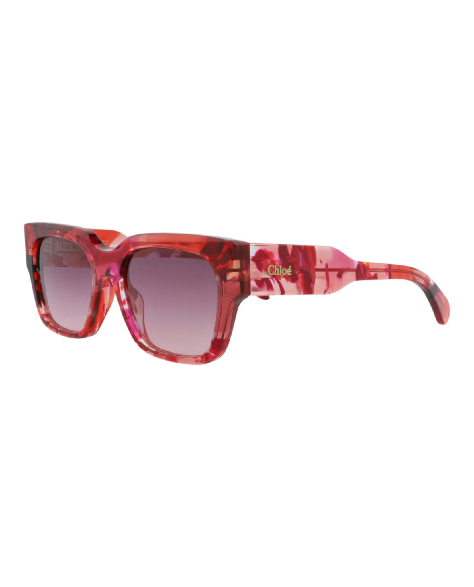 Chloé Womens Square/Rectangle Red Red Violet Fashion Designer Eyewear