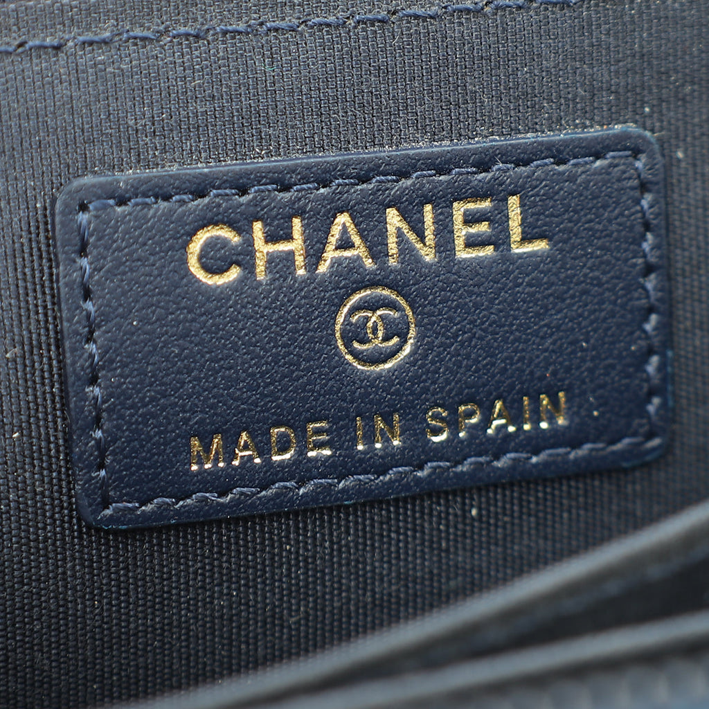 Chanel Navy Blue Le Boy Zip Coin Purse