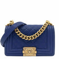 CHANEL Caviar Quilted Small Boy Bag Blue