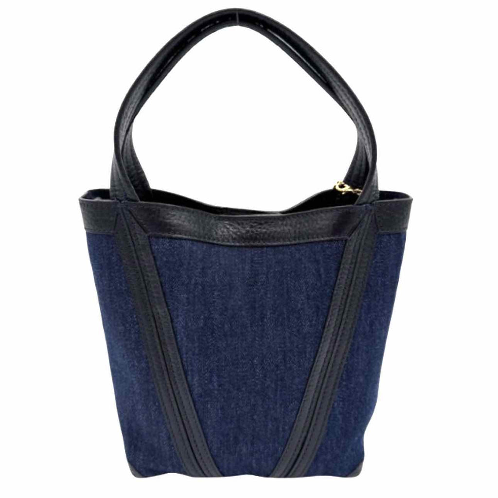 CHLOE Leather Trim Denim Small Spin Tote