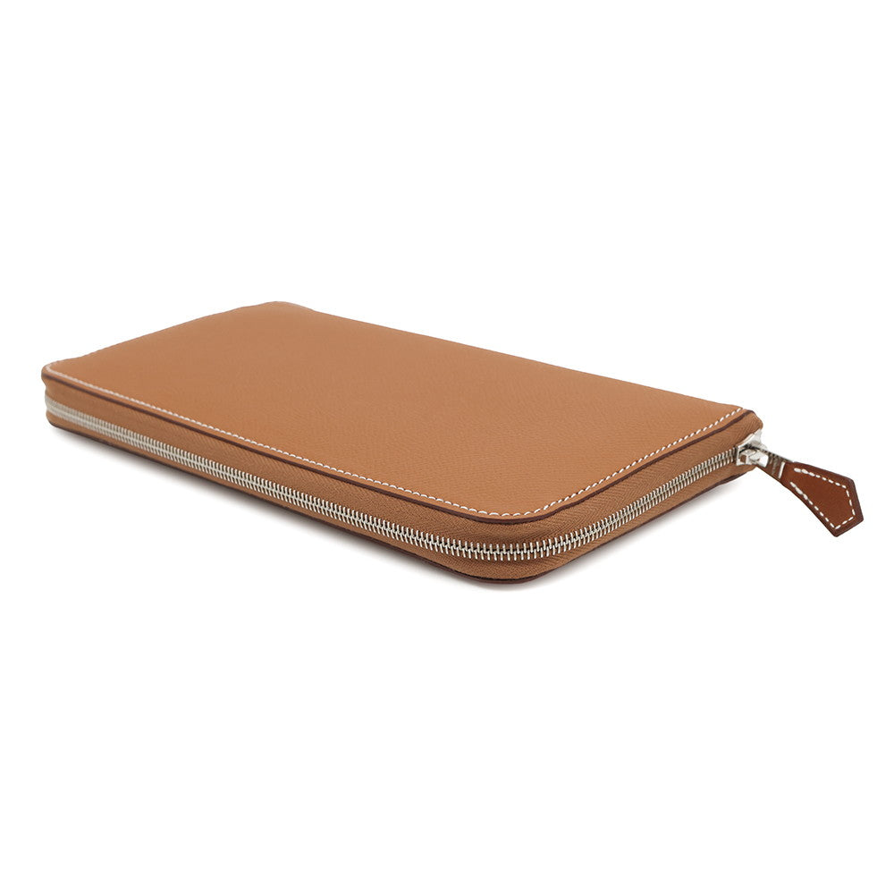 HERMES Azap Long silk in Gold Epsom