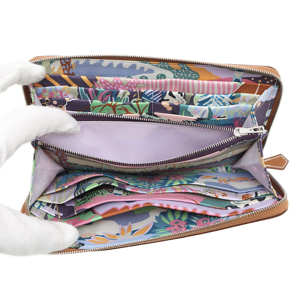 HERMES Azap Long silk in Gold Epsom
