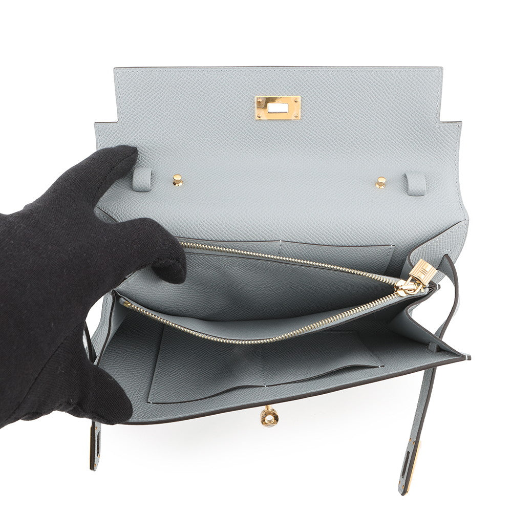 HERMES Kelly Wallet Long To Go Green Pantan Epsom