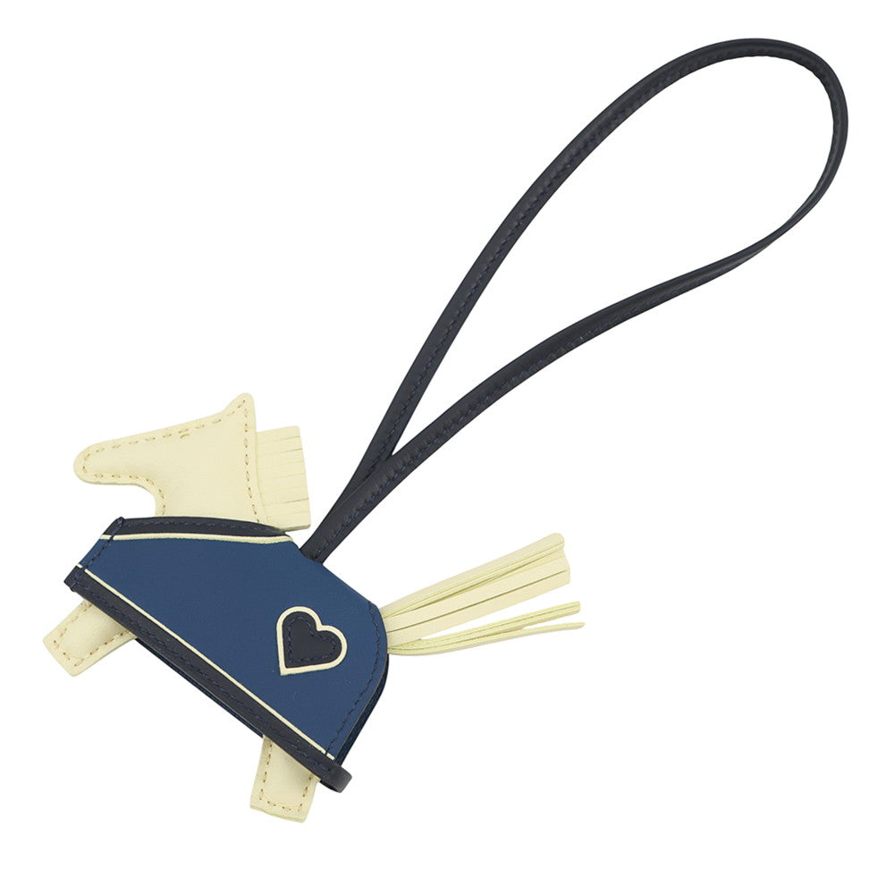 HERMES Rodeo Loveo Cool Jaune Milton/Blue Nuit/Blue Tie Lambskin Size PM