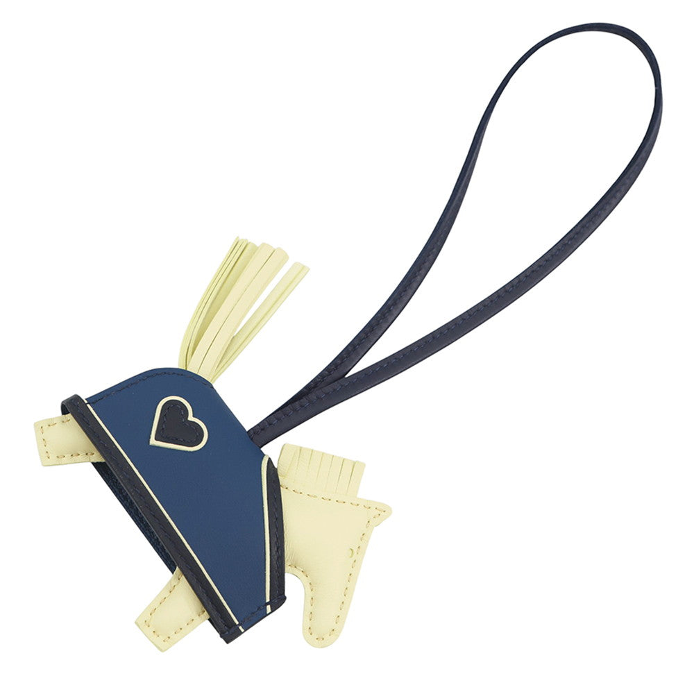 HERMES Rodeo Loveo Cool Jaune Milton/Blue Nuit/Blue Tie Lambskin Size PM