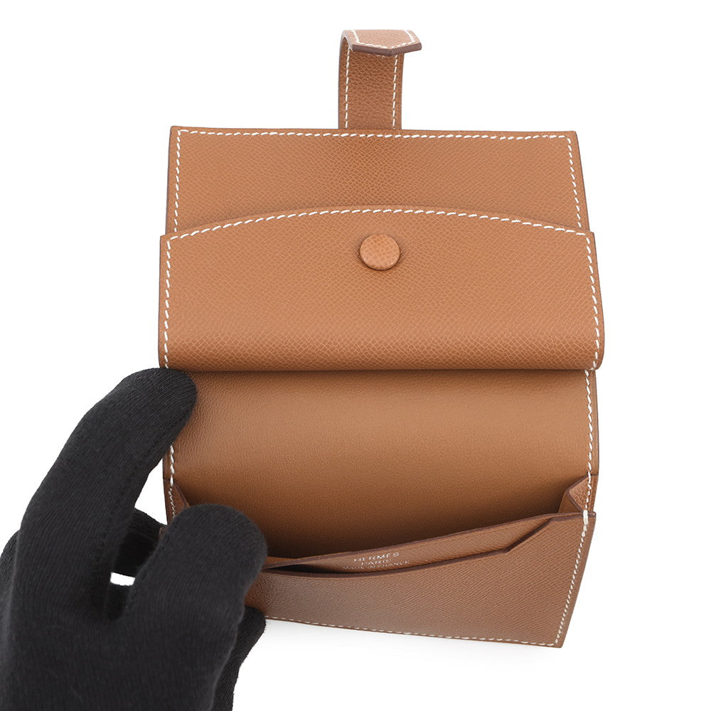 HERMES Bearn Mini Coin purse included Gold Veau Madame