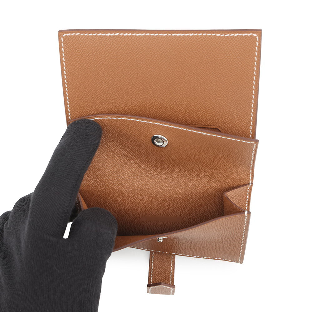 HERMES Bearn Mini Coin purse included Gold Veau Madame