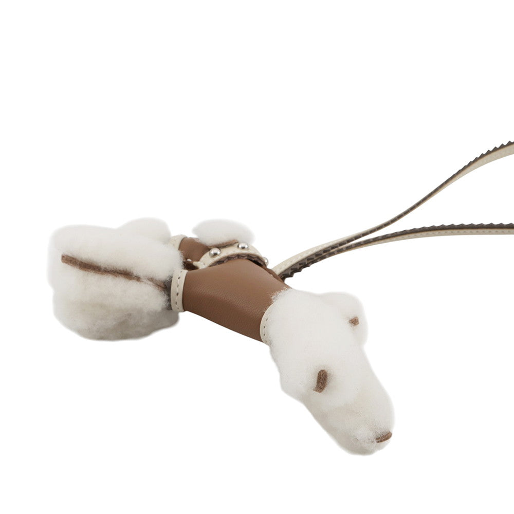 HERMES Buddy Bag Charm Etoupe/Craie Lambskin Mouton