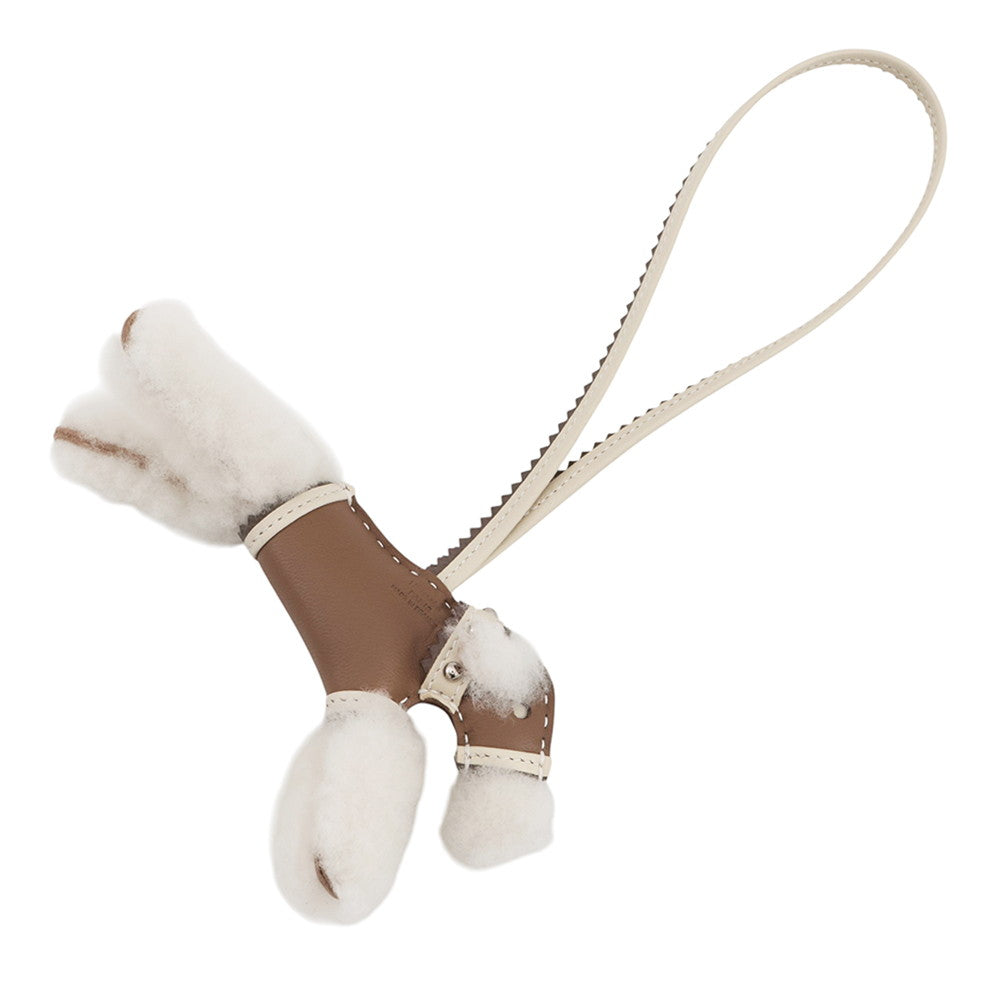 HERMES Buddy Bag Charm Etoupe/Craie Lambskin Mouton