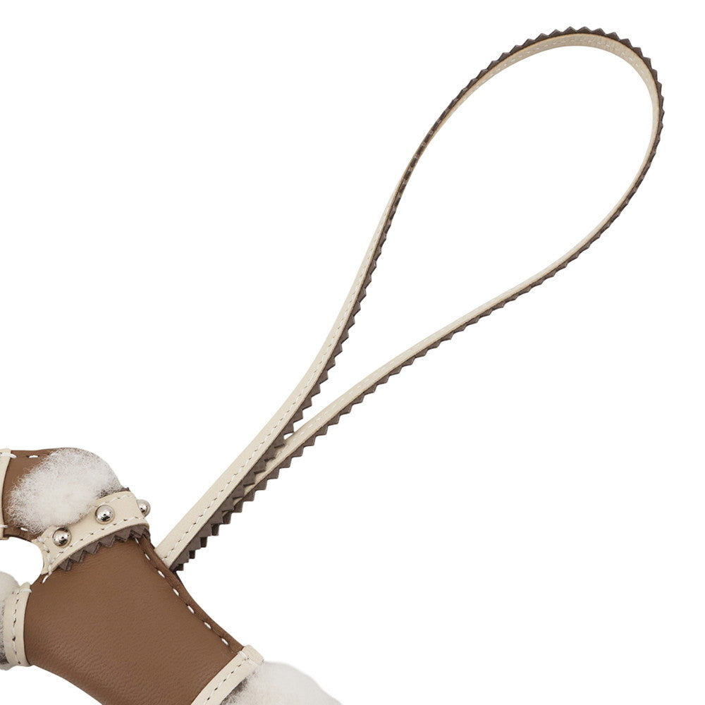 HERMES Buddy Bag Charm Etoupe/Craie Lambskin Mouton