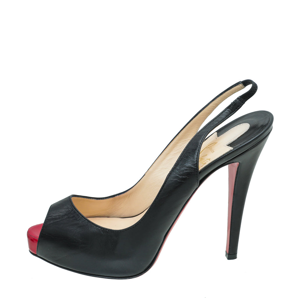 Christian Louboutin Black No Prive Slingback 37