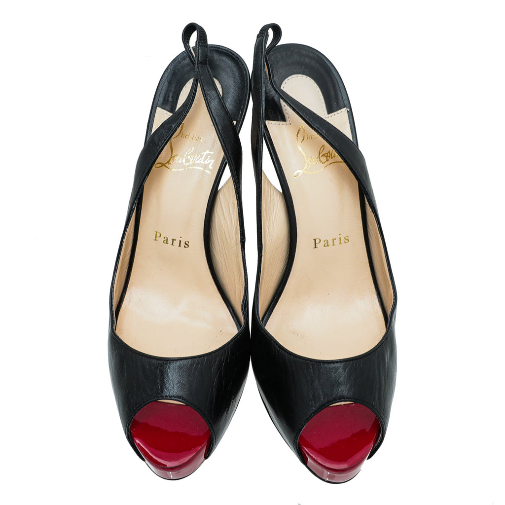 Christian Louboutin Black No Prive Slingback 37
