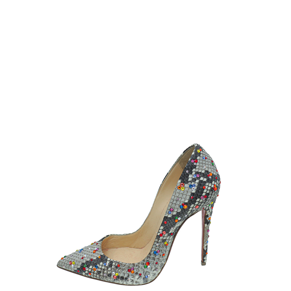 Christian Louboutin Grey Multicolor Python So Kate Clair De Lune Pumps 35.5