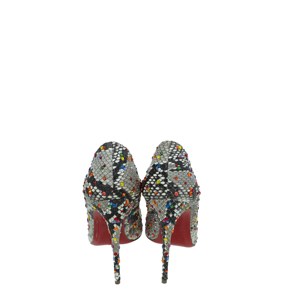 Christian Louboutin Grey Multicolor Python So Kate Clair De Lune Pumps 35.5