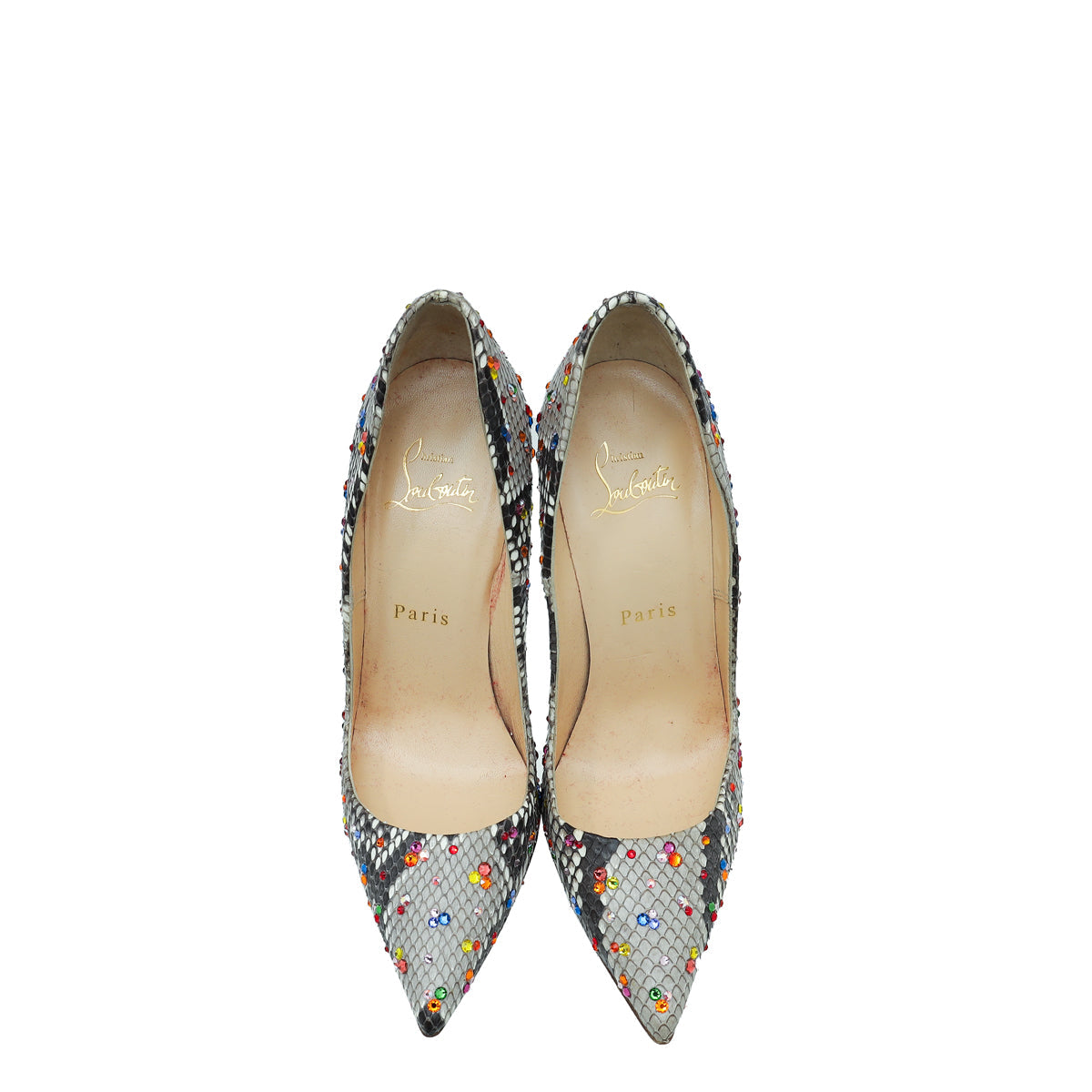 Christian Louboutin Grey Multicolor Python So Kate Clair De Lune Pumps 35.5