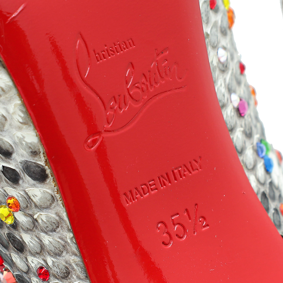 Christian Louboutin Grey Multicolor Python So Kate Clair De Lune Pumps 35.5
