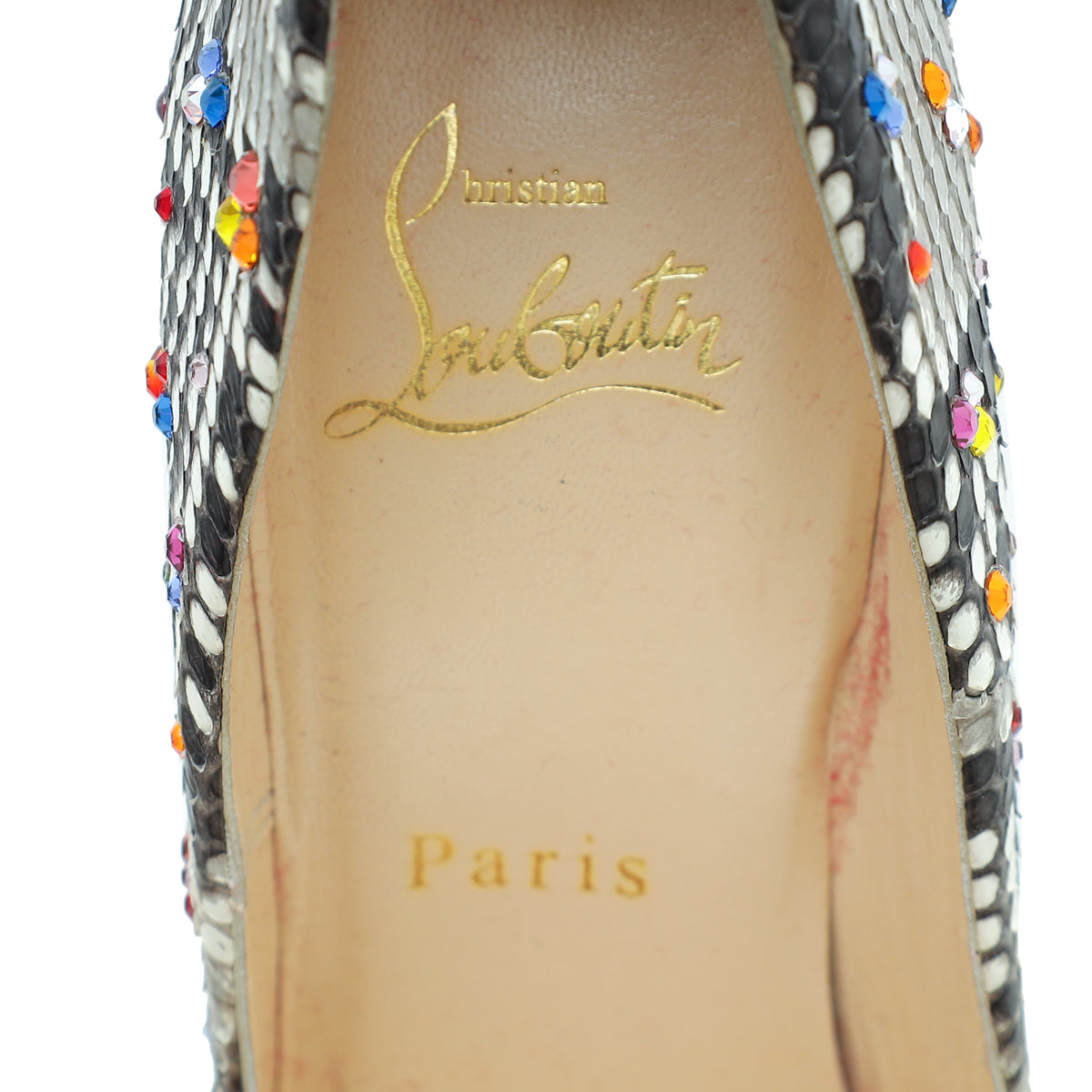 Christian Louboutin Grey Multicolor Python So Kate Clair De Lune Pumps 35.5