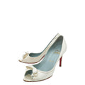 Christian Louboutin Ivory Satin Bow Peep toe Pumps 36.5
